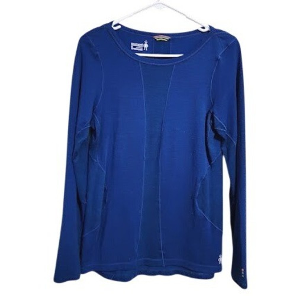 Smartwool Merino Wool Base Layer Crew Top Women's Medium M Blue Long Sleeve